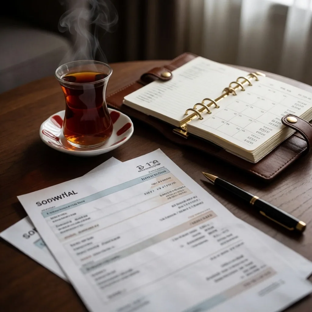 Mutfak masasında Türk banknotları sayan eller ve bütçe belgeleri
